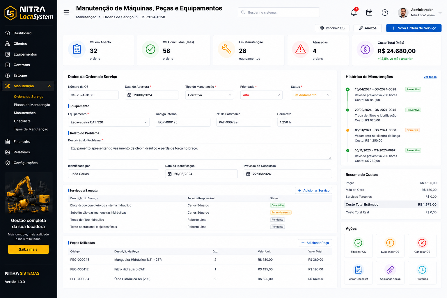 Sistema Nitra LocaSystem (Locação de Máquinas e Equipamentos)