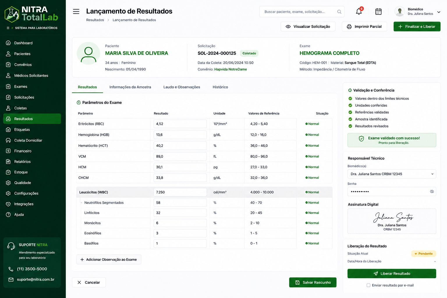 Sistema Nitra TotalLAB (Analises Clínicas)